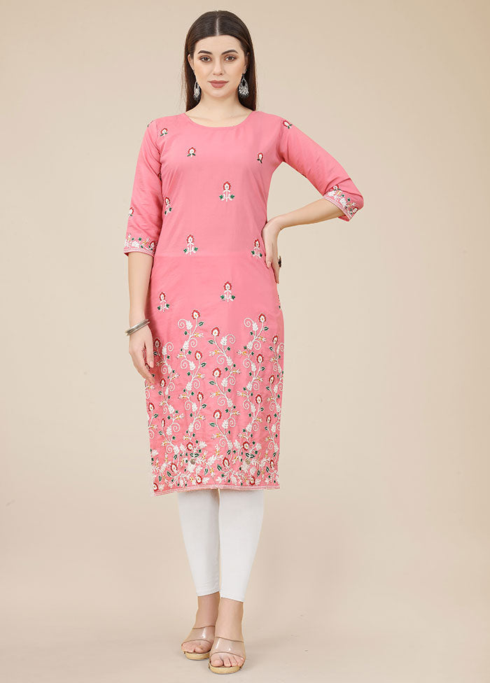 Pink Readymade Silk Kurti