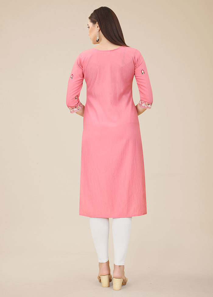 Pink Readymade Silk Kurti