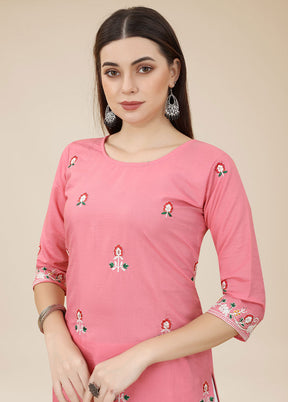 Pink Readymade Silk Kurti