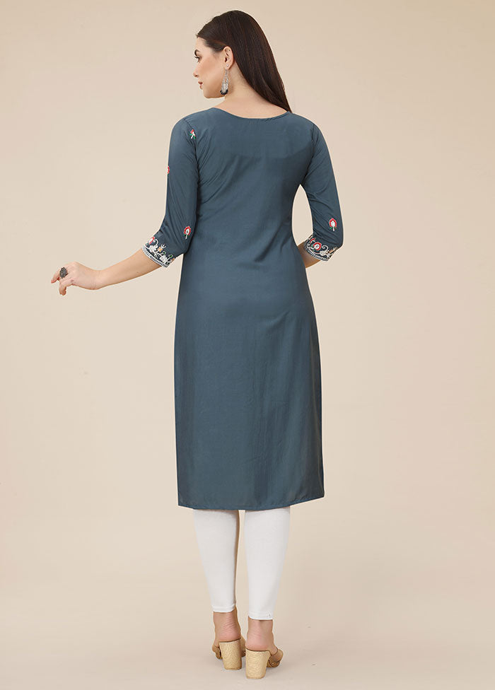 Grey Readymade Silk Kurti