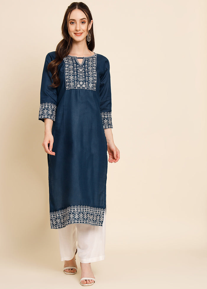 Navy Blue Readymade Cotton Kurti