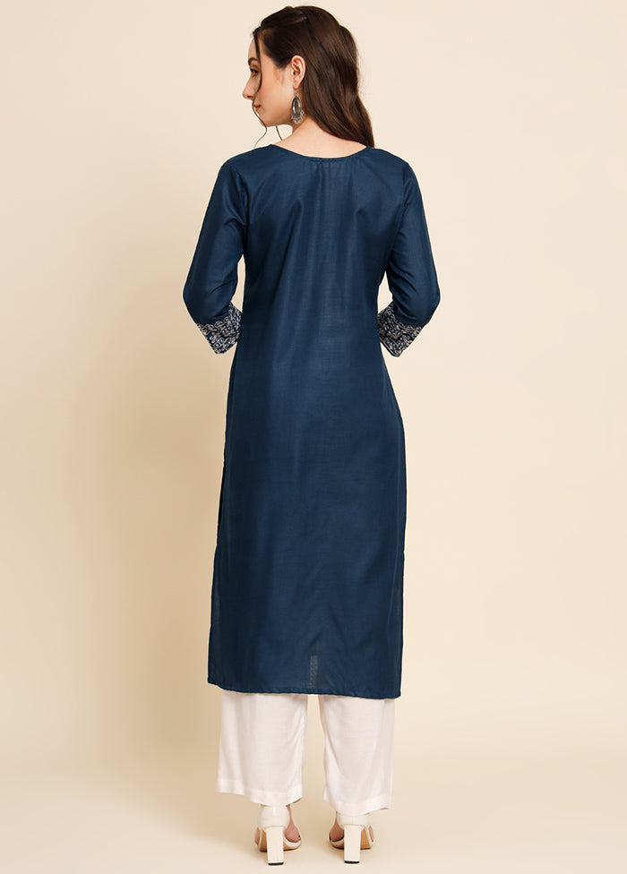 Navy Blue Readymade Cotton Kurti