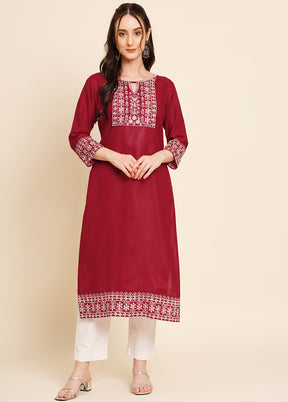 Maroon Readymade Cotton Kurti