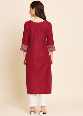 Maroon Readymade Cotton Kurti