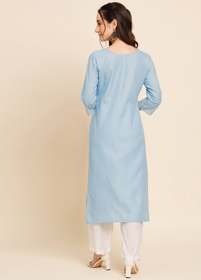 Sky Blue Readymade Cotton Kurti