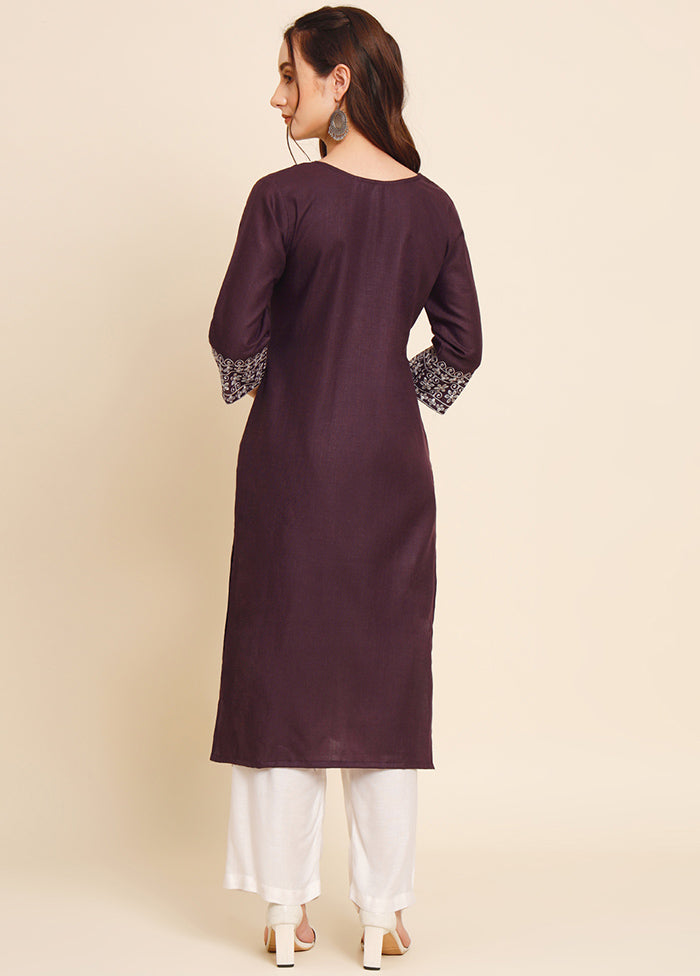 Wine Readymade Cotton Kurti