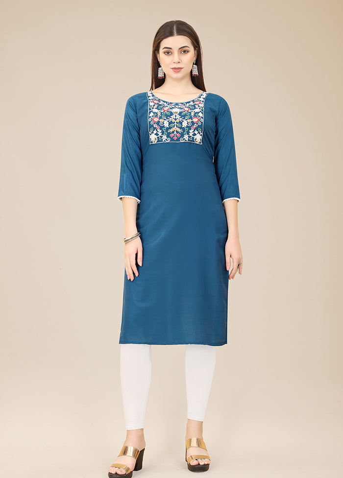 Blue Readymade Silk Kurti - Indian Silk House Agencies