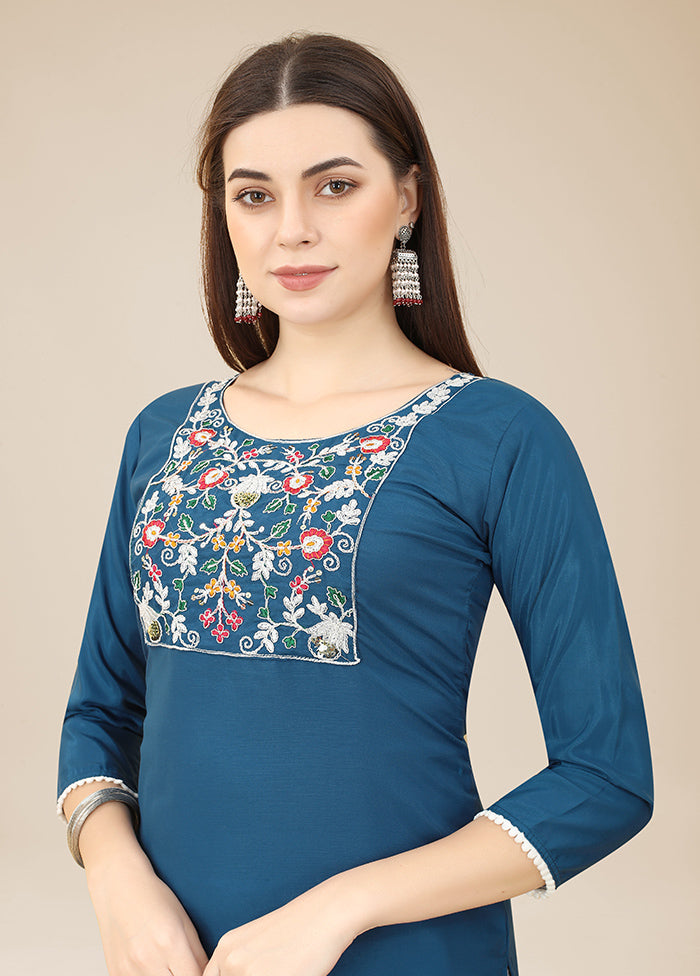 Blue Readymade Silk Kurti - Indian Silk House Agencies