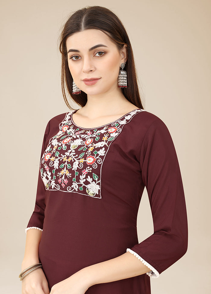 Wine Readymade Silk Kurti - Indian Silk House Agencies