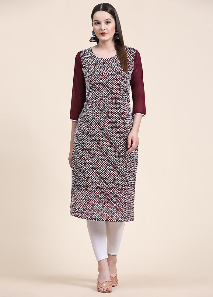 Wine Readymade Georgette Kurti