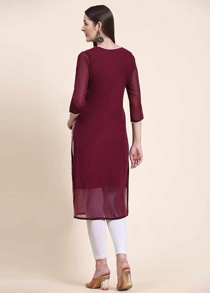 Wine Readymade Georgette Kurti