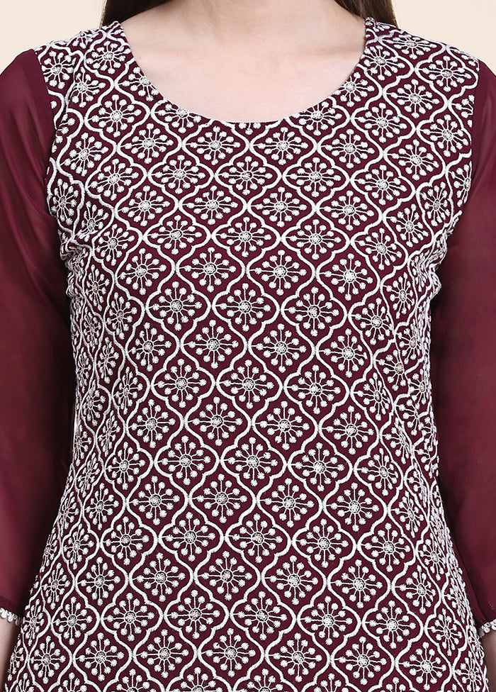 Wine Readymade Georgette Kurti