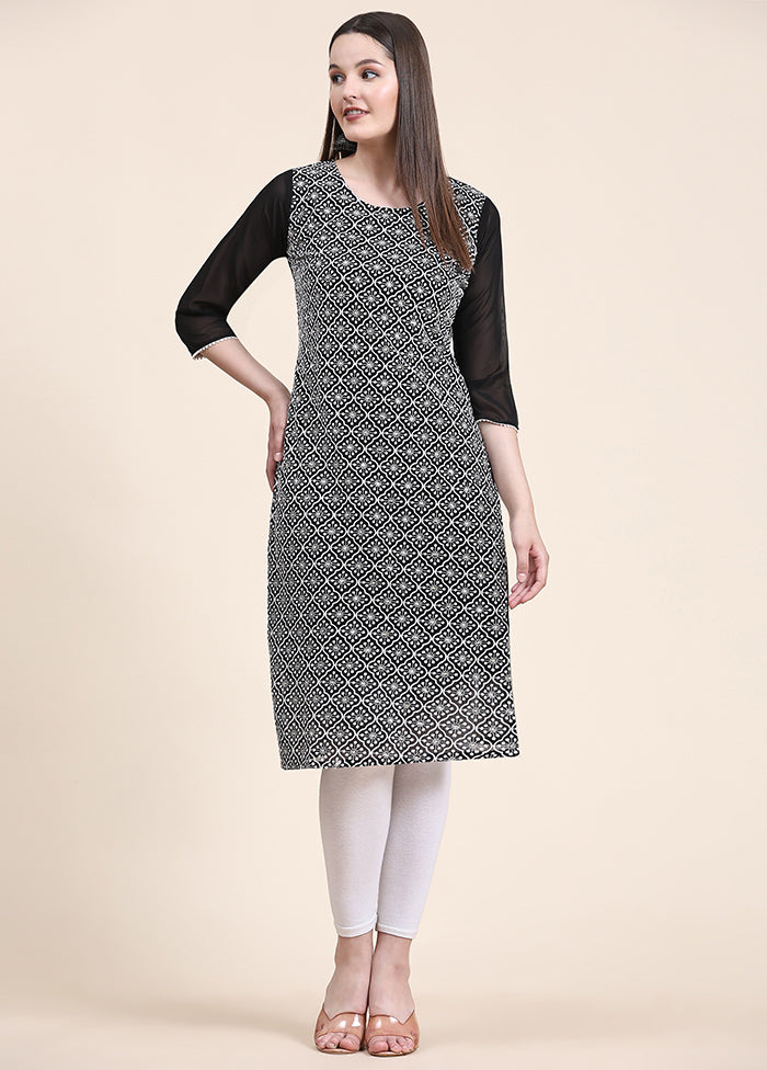 Black Readymade Georgette Kurti - Indian Silk House Agencies