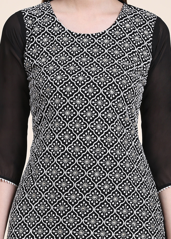 Black Readymade Georgette Kurti - Indian Silk House Agencies