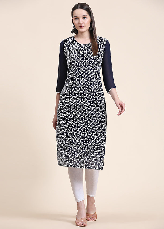 Navy Blue Readymade Georgette Kurti