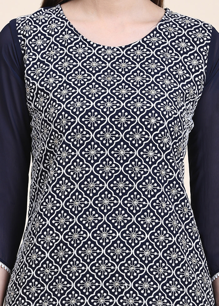 Navy Blue Readymade Georgette Kurti