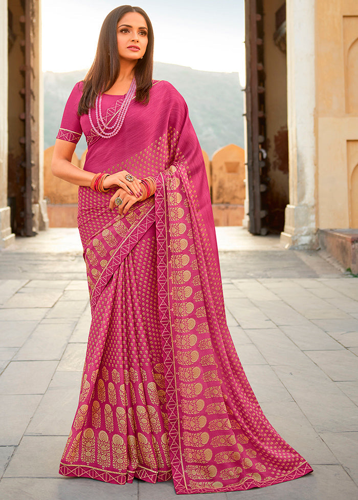 Pink Georgette Saree With Blouse Piece - Indian Silk House Agencies