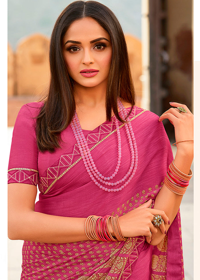 Pink Georgette Saree With Blouse Piece - Indian Silk House Agencies