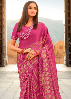 Pink Georgette Saree With Blouse Piece - Indian Silk House Agencies