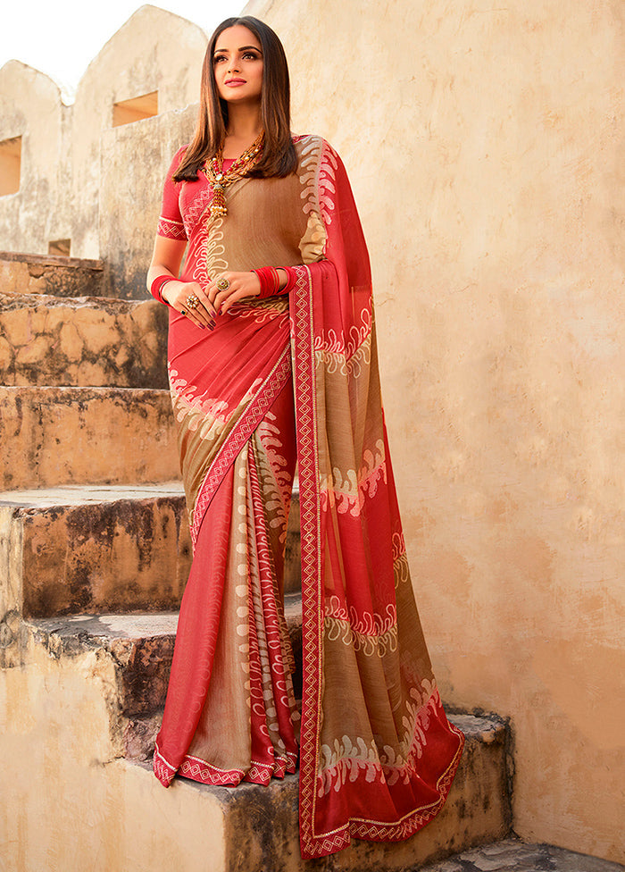 Pink Georgette Saree With Blouse Piece - Indian Silk House Agencies