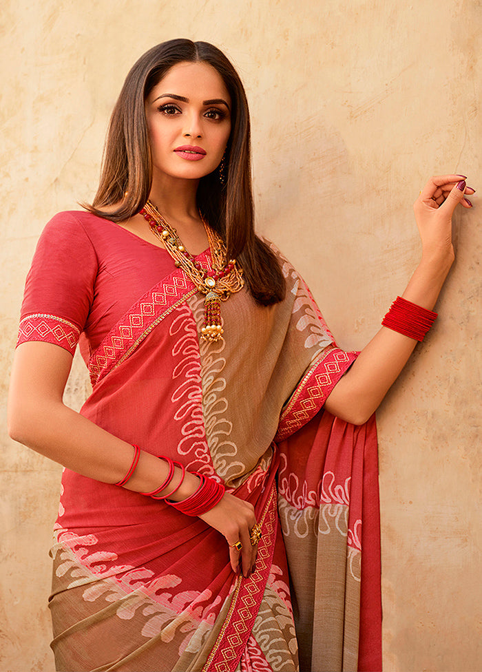 Pink Georgette Saree With Blouse Piece - Indian Silk House Agencies