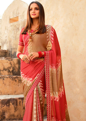 Pink Georgette Saree With Blouse Piece - Indian Silk House Agencies