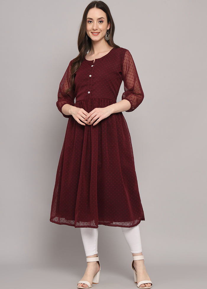 Wine Readymade Georgette Kurti