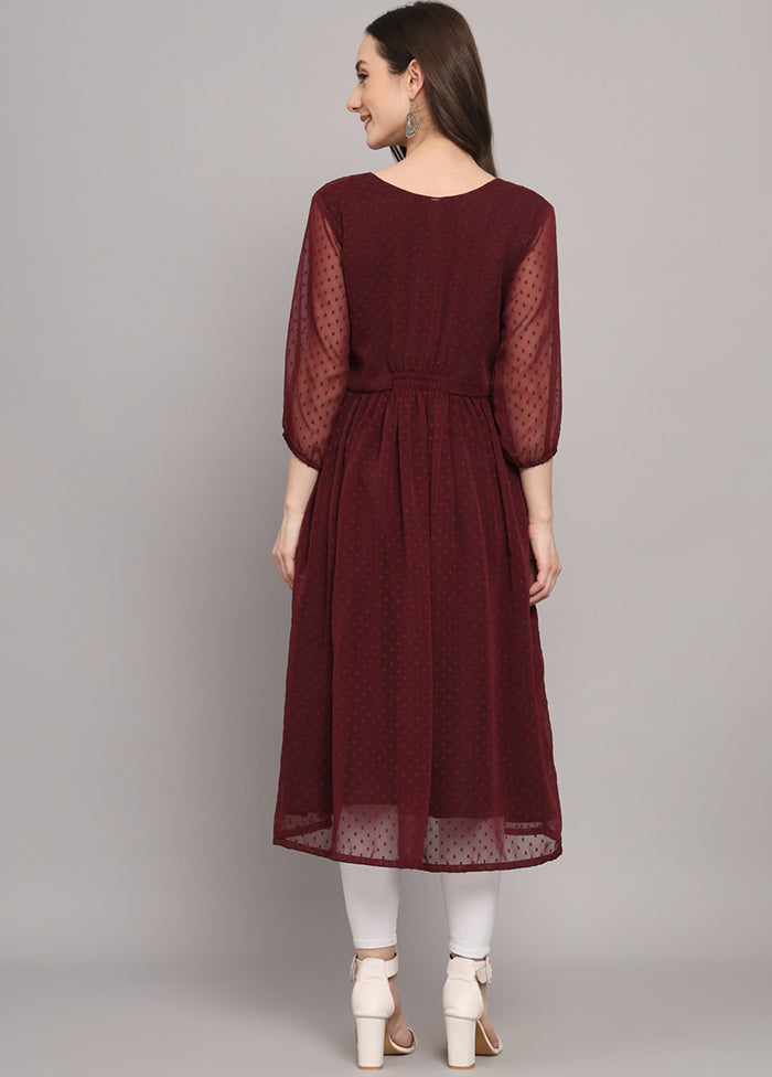 Wine Readymade Georgette Kurti