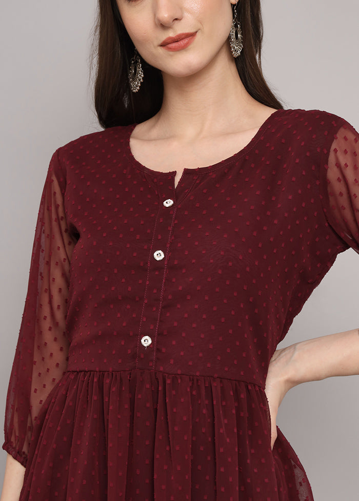 Wine Readymade Georgette Kurti