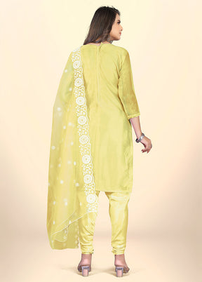 3 Pc Yellow Semi Stitched Net Suit Set - Indian Silk House Agencies