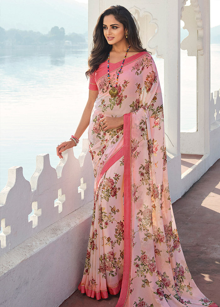 Off White Georgette Saree With Blouse Piece - Indian Silk House Agencies