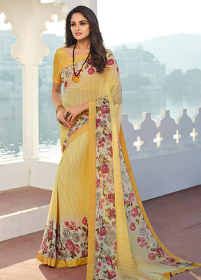 Yellow Georgette Saree With Blouse Piece - Indian Silk House Agencies