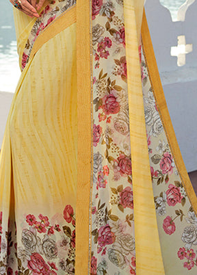 Yellow Georgette Saree With Blouse Piece - Indian Silk House Agencies