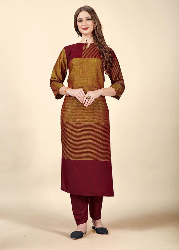 2 Pc Maroon Readymade Cotton Kurti Set - Indian Silk House Agencies