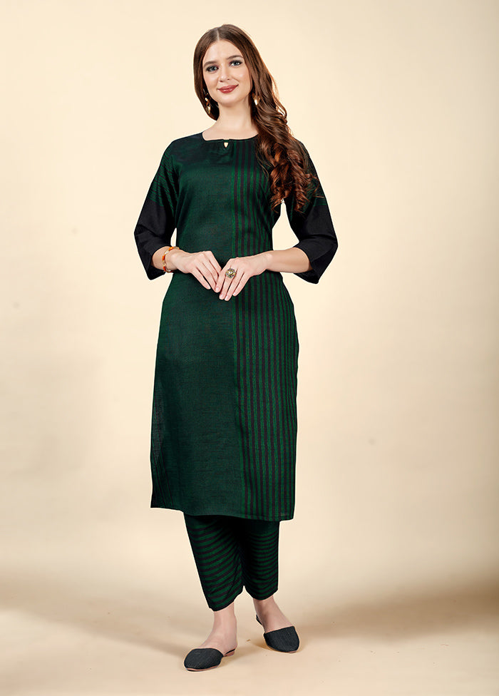 2 Pc Green Readymade Cotton Kurti Set - Indian Silk House Agencies