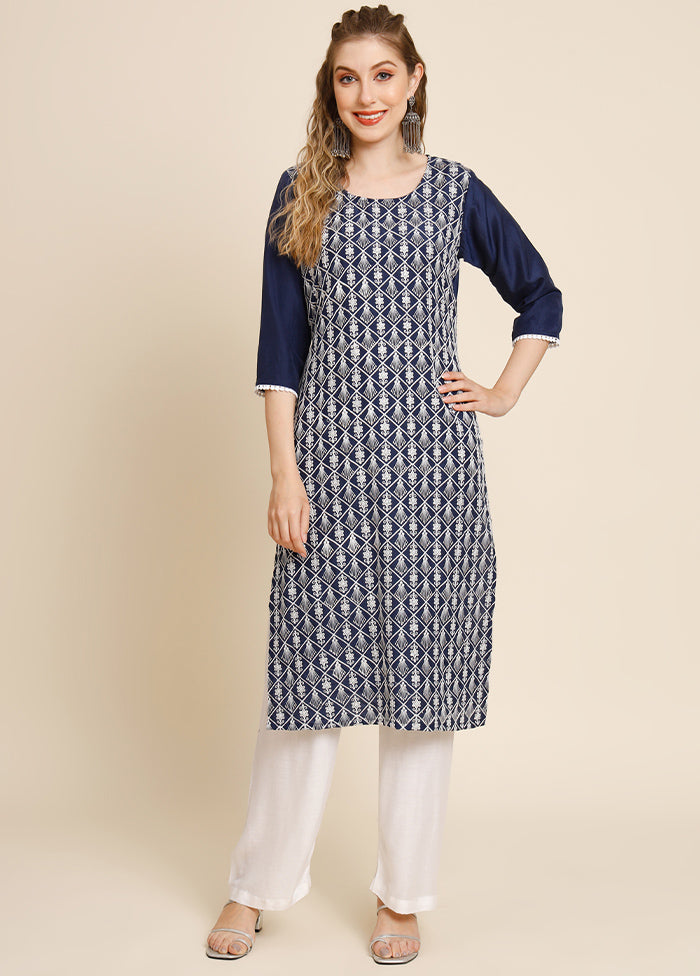 Blue Readymade Georgette Long Kurti