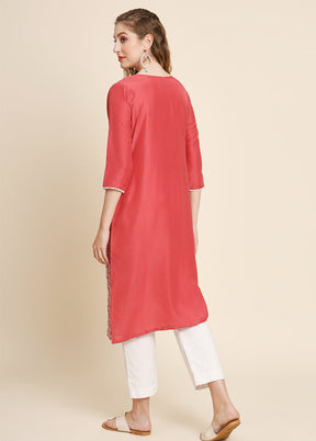 Pink Readymade Georgette Long Kurti - Indian Silk House Agencies