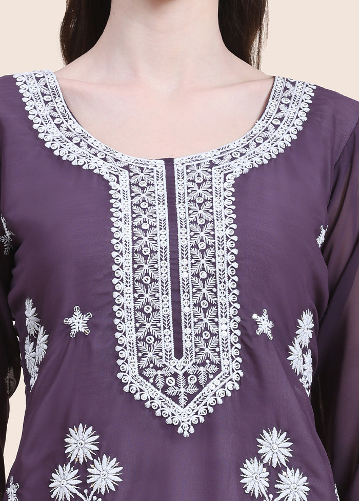 Purple Readymade Cotton Long Kurti