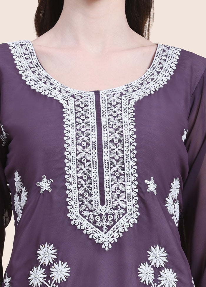 Purple Readymade Cotton Long Kurti - Indian Silk House Agencies