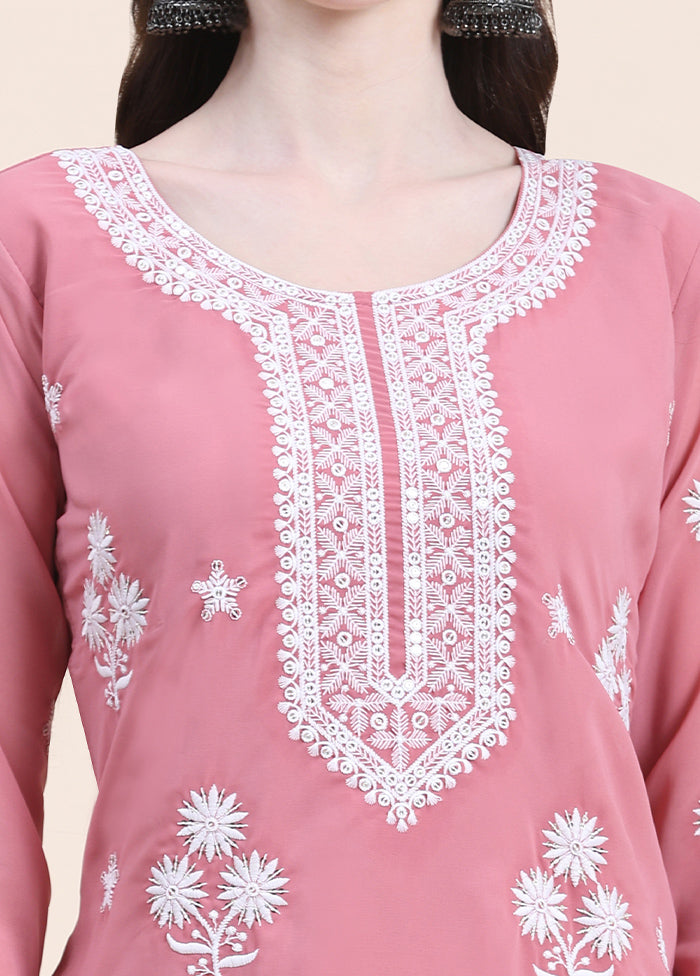 Pink Readymade Cotton Long Kurti