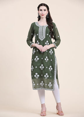 Green Readymade Cotton Long Kurti - Indian Silk House Agencies