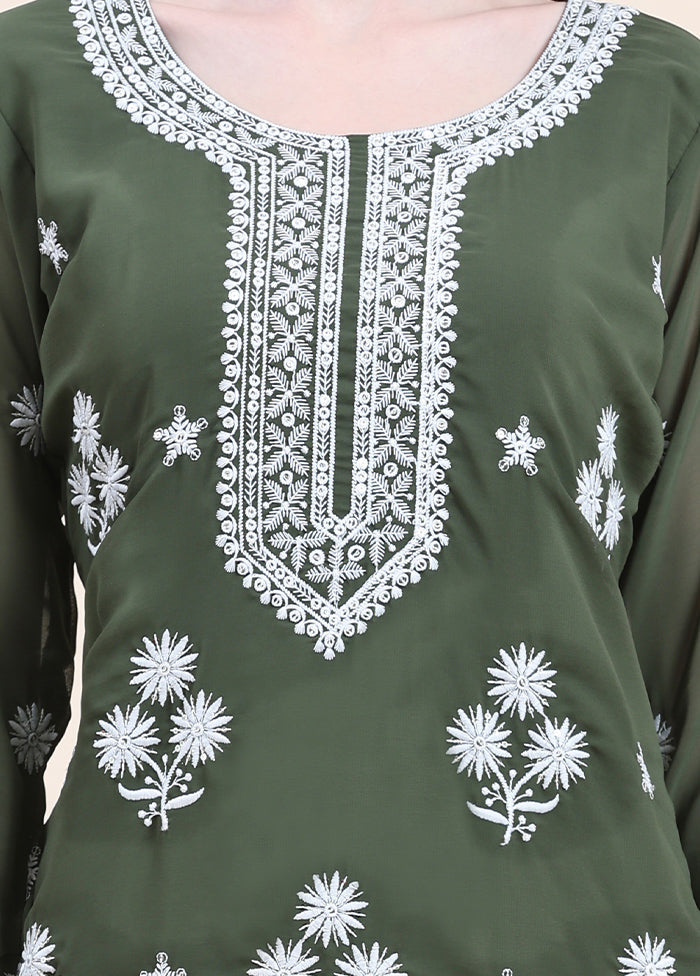 Green Readymade Cotton Long Kurti - Indian Silk House Agencies