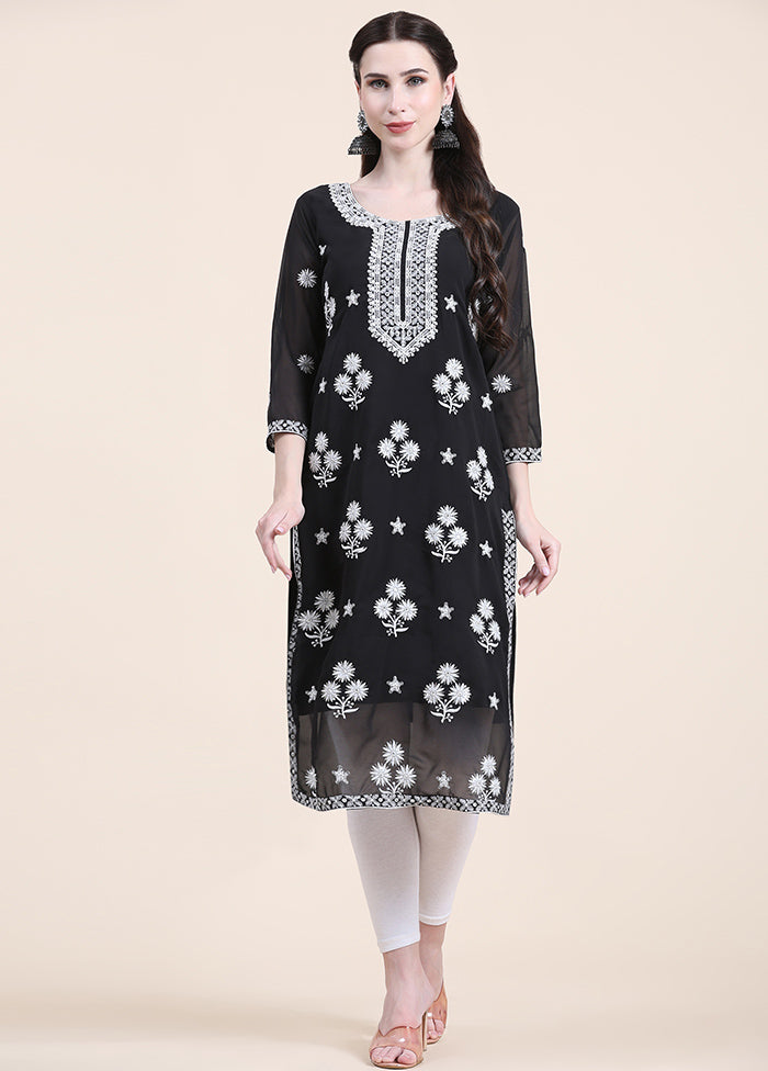 Black Readymade Cotton Long Kurti - Indian Silk House Agencies