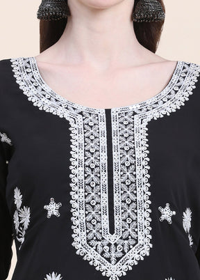 Black Readymade Cotton Long Kurti - Indian Silk House Agencies