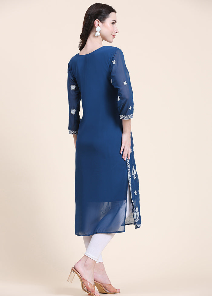 Blue Readymade Cotton Long Kurti - Indian Silk House Agencies