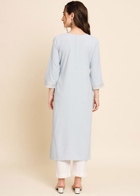 Light Blue Readymade Georgette Chikankari Kurti - Indian Silk House Agencies