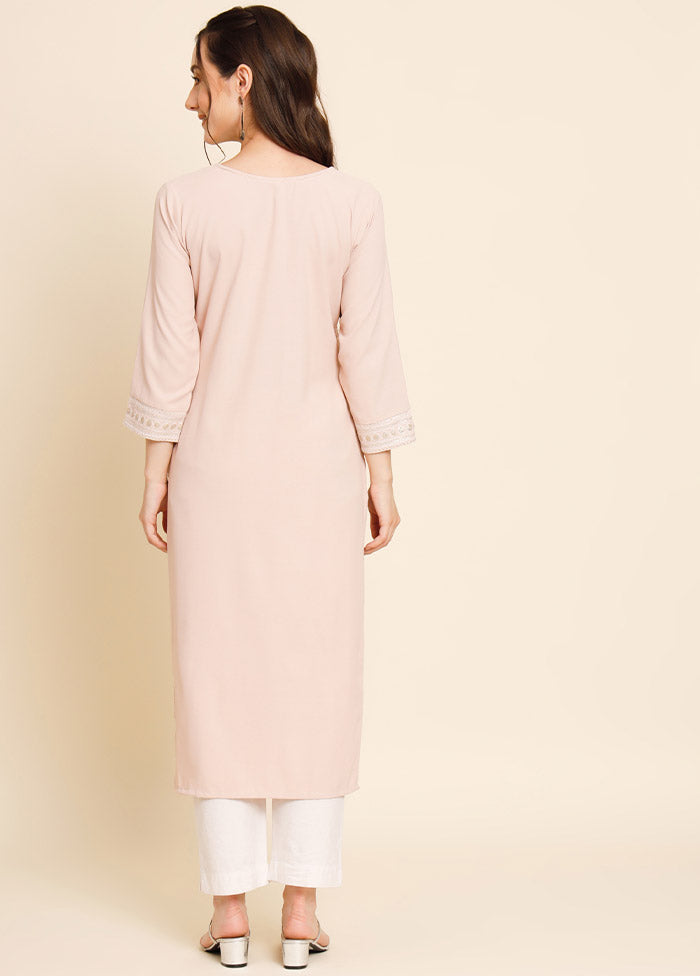 Peach Readymade Georgette Chikankari Kurti - Indian Silk House Agencies