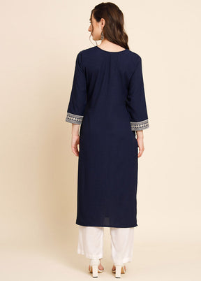 Navy Blue Readymade Georgette Chikankari Kurti - Indian Silk House Agencies