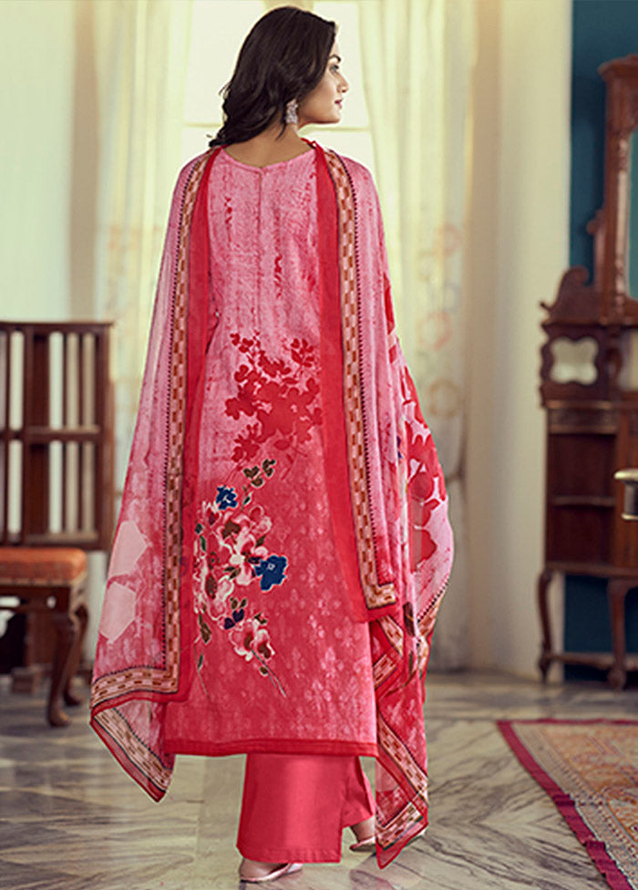 3 Pc Pink Semi Stitched Silk Suit Set - Indian Silk House Agencies