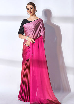 Pink Spun Silk Saree With Blouse Piece - Indian Silk House Agencies